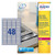 CW Office Avery Laser Heavy Duty Label 45.7x21.2mm 48 Per A4 Sheet Silver, product packaging with a sheet of labels, description of durable, weatherproof silver labels for indoor and outdoor use.
