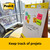 Post-it Table Top Meeting Chart Flipchart Pad Plain 584x508mm 20 Sheets White, colorful sticky notes with handwritten ideas on a white flipchart for brainstorming and team planning.
