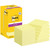 Post-it Super Sticky Notes 76x76mm Canary Yellow Promo Pack 90 Sheets per Pad, yellow sticky notes with stacks of notes and packaging shown.