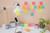 Post-it Post-It Super Sticky Notes 76x127mm 90 Sheets Cosmic Colours (Pack 6), colorful sticky notes arranged on a wall and workspace desk for note-taking and reminders.
