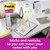 Post-it Super Sticky Notes, Canary Yellow, 76 x 76 mm, 70 Sheets per Pad, Pack of 18 with 14+4 Free, shown on a cluttered desktop with sticky notes and office supplies.