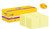 Product CW Office Post-it® Super Sticky Notes Canary Yellow 76 mm x 76 mm Promo Pack 90 Sheets/Pad 12 + 12 FREE Pads/Pack Cardboard Pack 100% PEFC SGSCH-PEFC-COC, showing a box of bright yellow sticky notes with the label highlighting the 12+12 free offer.