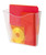 CW Office Deflecto A4 Portrait Wall Pocket Literature File Crystal, transparent plastic wall pocket holding red and orange papers with a yellow CD in an attached holder.