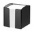 CW Office Durable Note Box TREND Black, black plastic note box with a stack of white sticky notes inside.