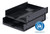 CW Office Durable OPTIMO A4 Letter Tray, black plastic document organizer with two tiers for organizing papers and documents.