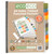 CW Office A4 95% Recycled Set 12 Index Tabbed Premier Punched Pockets, eco-friendly and recycled punched pockets with colorful tabs arranged in a row.