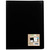 CW Office A4 100% Recycled 40 Pocket Flexicover Display Book, black cover with a label indicating eco-friendly, recycled materials, and 40 pockets for organizing documents.