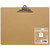 CW Office A3 Masonite Clipboard, blank brown Masonite clipboard with a metal clip at the top and a label indicating eco-friendly and extra strong clip