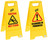 CW Office Standard Wet Floor Sign, yellow caution sign for wet floor and cleaning in progress