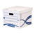 CW Office Standard Storage Box D384xW320xH287mm, white cardboard storage box with a lid and handle, featuring blue design and branding, designed for office organization.