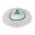 CW Office Socket Mop Head Hygiemix T1D 200 Green, white mop head with green socket attachment for cleaning floors.