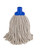 CW Office PY Yarn RS1 Socket Mop 12 J Blue, cleaning mop with a blue socket and draped white yarn strands for floor cleaning.