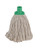 CW Office PY Yarn RS1 Socket Mop 12 J Green, a mop with a green plastic socket and beige yarn strands for cleaning.