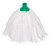 CW Office Socket Mop Head Big White T1D Standard PB Green, image of a white mop head with a green attachment for a cleaning mop.
