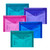 CW Office Polyfile A5 Electra Assorted- 5 Files, set of five colorful A5-sized polyfiles in pink, blue, purple, turquoise, and violet, designed for organizing international project reports.