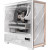 Various Antec Flux PRO Full Tower PC Case with Tempered Glass, White/Wood, 6 Pre-Installed Fans, USB Type-C, E-ATX/ATX/mATX/mITX Compatibility, transparent side panel showing internal components.