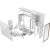Various Antec Flux PRO Full Tower PC Case with Tempered Glass, White/Wood, 6 Pre-Installed Fans, USB Type-C, E-ATX/ATX/mATX/mITX Compatibility, shown in an exploded view illustrating the interior and design features.