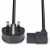 Various Lindy 30446 1m UK 3 Pin Plug To Right Angle IEC C13 Kettle Mains Extension Cable, image showing the black extension cable with UK plug and right angle IEC C13 connector