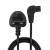 Various Lindy 30454 0.5m UK 3 Pin Plug To Right Angle IEC C7 (Figure-8) 3 Amp Fuse Mains Extension Cable - Black, close-up image showing the black power extension cable with right-angle IEC C7 connector and UK plug.