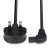 Various Lindy 30454 0.5m UK 3 Pin Plug To Right Angle IEC C7 (Figure-8) 3 Amp Fuse Mains Extension Cable - Black, close-up of the black extension cable with UK plug and right-angle IEC C7 connector.