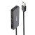 Various LINDY 42986 4 Port USB Hub, compact black device with 4 USB 2.0 Type-A ports and a connected USB cable for easy plug and play installation.