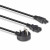 Various Lindy 30374 2.5m UK 3 Pin Plug To IEC C13 and C5 Mains Splitter Extension Cable, black, with UK power plug and two IEC connectors for versatile electronic device connection.