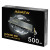 Various Adata Legend 860 500GB NVMe SSD, PCIe Gen4 M.2 interface with heatsink, supporting read speeds up to 5000 MB/s and write speeds up to 3000 MB/s, 5-year warranty, shown in black packaging.