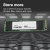 Various Crucial (CT1000E100SSD8) E100 1TB PCIe Gen4 NVMe M.2 SSD, a sleek green printed circuit board with a white label displaying product details, on a modern digital background.
