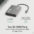 Various Plugable USBC-6950M Portable USB-C to Dual 4K DisplayLink Certified HDMI Adapter, showing its two HDMI ports connected to monitors.