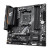 Various Gigabyte B550M AORUS ELITE Ultra Durable AMD AM4 Socket Motherboard, Micro-ATX, 4x DDR4 Slots, 2x M.2 Sockets, Fitted I/O Shield, GbE LAN, top view showcasing black and gray circuit board with components and slots