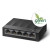 Various TP-Link LiteWave LS1005G 5-Port 10/100/1000Mbps Gigabit Desktop Network Switch, showing a black compact switch with five Ethernet ports on the front.