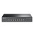 Various TP-Link TL-SX1008 8-Port Metal 10G Desktop/Rackmount Switch, image showing a sleek black network switch with eight Ethernet ports on the front panel.