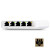 Various Ubiquiti USW-FLEX-MINI UniFi USW Flex Mini 5 Port Smart Managed POE/USB C Powered Gigabit Network Switch, front view showing five Ethernet ports with LED indicators and compact design with UK plug.