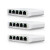 Various Ubiquiti USW-FLEX-MINI-3 UniFi USW Flex Mini 5 Port Smart Managed POE/USB C Powered Gigabit Network Switch (Triple Pack, No PSU), image showing three compact white network switches with five Ethernet ports each, designed for efficient network connectivity.