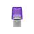 Various Kingston DataTraveler DTDUO3CG3/64GB 64GB MicroDuo USB OTG Flash Drive, 3C, USB-C and Type A, front view showcasing purple and silver design with capacity label