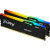 Various Kingston FURY Beast KF552C40BBAK2-32 32GB (2x 16GB) DIMM System Memory, 5200MHz, DDR5, CL40, Black, RGB, Intel XMP, image of two RAM modules with RGB lighting and black heat spreaders.