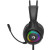 Various Marvo H8325 Akari 40 USB 2.0 Wired Gaming RGB Headset in black, front view showing adjustable headband and colorful RGB lighting on ear cups.
