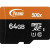 Various Team 64GB Micro SDXC UHS-1 Class 10 Flash Card with Adapter, close-up of the memory card showing storage capacity and class features