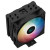Various DeepCool AG400 Black ARGB V2 CPU Air Cooler, front view showing 120mm PWM fan with addressable RGB lighting and four direct touch heat pipes for efficient cooling, compatible with LGA1851, 1700, and 1200 sockets.