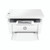 HP LaserJet M140w A4 3-in-1 Wireless Mono Laser Printer, white color inkjet printer with a paper sheet in the output tray.