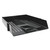 CW Office Q-Connect Letter Tray Black, black plastic letter tray with multiple compartments for organizing documents and papers.