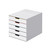 CW Office Durable Varicolor Mix 5 Drawer Unit, white storage cabinet with colorful trim on drawers.