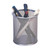 CW Office Q-Connect Mesh Pen Pot Silver, metallic silver mesh desk organizer with pens inside.