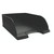 CW Office Leitz Plus Letter Tray Jumbo Black, a large black plastic letter tray with a curved design for organized desk storage.