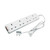 CW Office Ced 4-WAY 13 Amp 5M Extension Lead, white power strip with four socket outlets and safety switch, 5-meter cord for electrical device extension