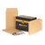 CW Office New Guard Gus Env Bwn C4 BX 100, cardboard mailing box with the lid partially open, revealing documents and packaging inserts inside.