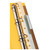 CW Office Pelltech File Strips 295MM A4 PK100, a set of yellow plastic file strips with metal rings for organizing A4-sized documents.