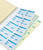 CW Office Durable Visitor Book 300 Refill, open refillable visitor pass pages with blue and white design for recording visitor details.