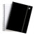 CW Office Wbnd Notebook Rld PP A5 BLK PK6, black spiral-bound notebooks with elastic closure and white lined pages, set of six.