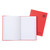 CW Office Notebook Ruled Indexed A5 Red PK5, open red notebook showing ruled pages and alphabetical index on the side.